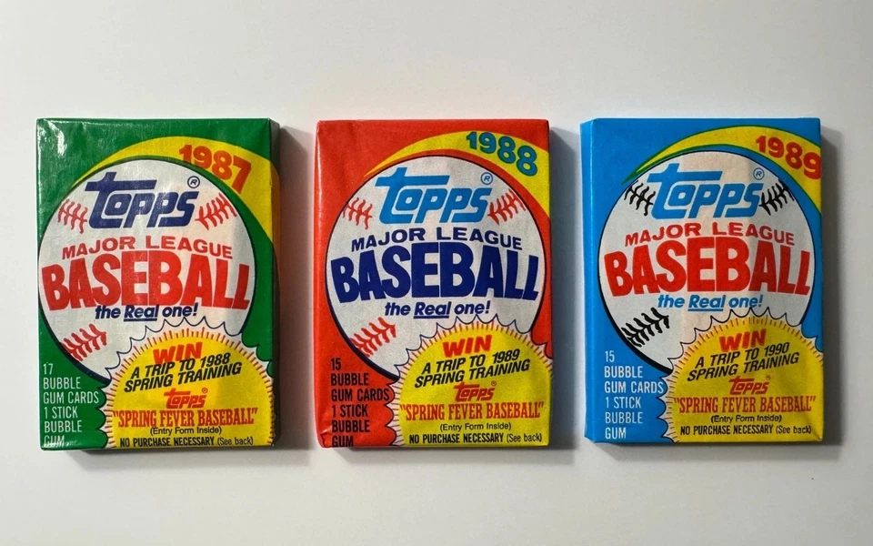 1987–1989 Topps Бейсбол Лот (3) Запечатанные Восковые Упаковки Griffey RC Коэффициенты Винтаж - Изображение 1 из 1