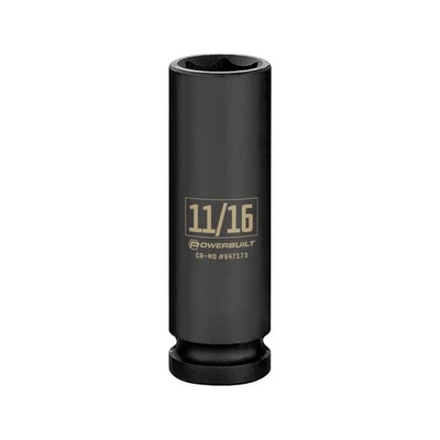 Powerbuilt 1/2 Inch Drive x 11/16 Inch 6 Point Deep Impact Socket - 647173 - Image 1 of 4