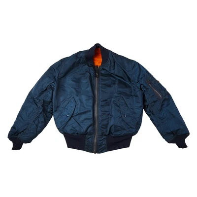 Vintage Alpha Industries Jacket Mens Large Blue MA-1 Flight Bomber USA Orange - Image 1 of 4