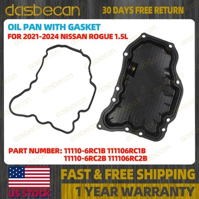 Engine Oil Pan With Gasket For Nissan Rogue 1.5 2021-2024 11110-6RC1B 111106RC2B - Image 1 of 4