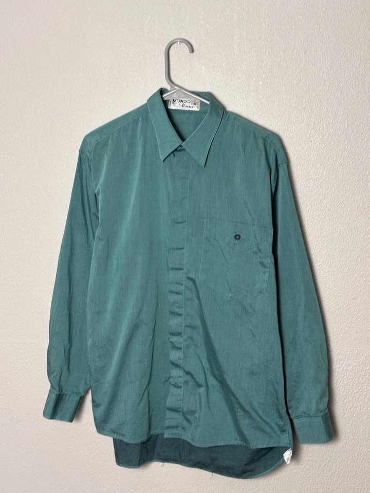 Mondo di Marco Shirt Mens Size Large Green Italy Made 100% Cotton Vintage Foto 1 de 4
