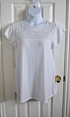 Mujer Torrid Top Talla 2X (2) Blanco Encaje Ribete Tejido Suave Túnica Foto 1 de 4