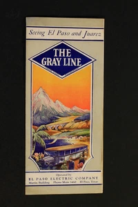 Vintage THE GRAY LINE - SEE EL PASO AND JUAREZ, 1930s Prospekt - Bild 1 von 4