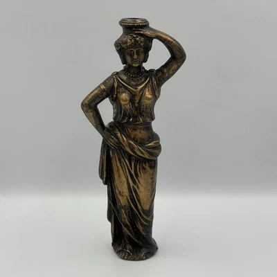 Vintage Cast Spelter Ormolu Woman Lady Statue Figurine Lamp Part Grecian 10" - Image 1 of 4