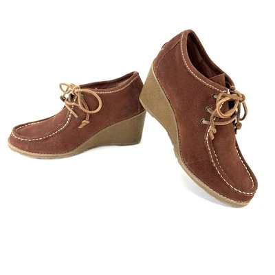 SPERRY коричневый замшевый кожаный шнурует вверх толщиной стежок ботинок на танкетке каблук туфли женщины 10 - Изображение 1 из 4