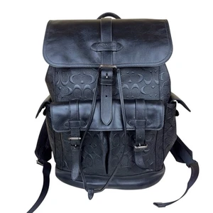 Mochila COACH Hudson Signature Monograma Logo Cuero Guijarro Negra Excelente - Imagen 1 de 20