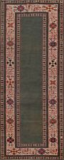 Antique Vegetable Dye Shirvan Russian Runner Rug Hand-knotted Bordered Wool 3x9