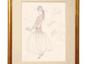 Paul Poiret Fashion Drawing Sketch Concept Art Deco Erte Paris Couture French - Picture 1 of 3