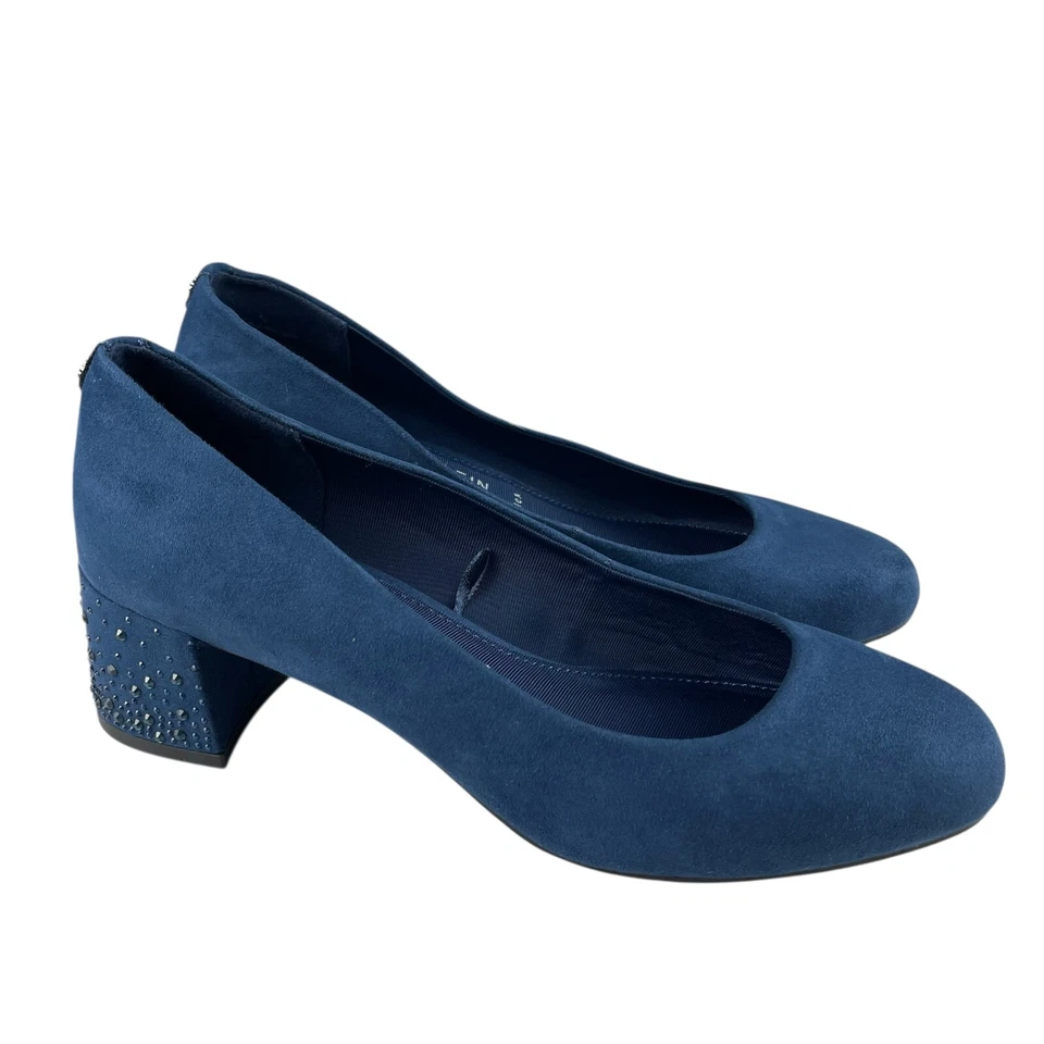 Zapatos de salón Anne Klein Hillin-S flexibles para mujer talla 9M tela azul marino estrás tacón bloque Foto 1 de 4