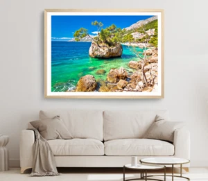 Rocks On Sea Print, Mountain Wall Art, Nature Framed Beach Wall Art, Coastal - Picture 1 of 5