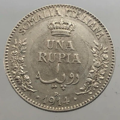 Somalia Italiana Vittorio Emanuele III  1 RUPIA 1914 Perizia BB+/qSPL - Immagine 1 di 2