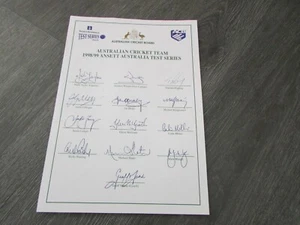 AUSTRALIA Cricket Team 1998 / 99 Ansett Test Series Pre PRINTED Autograph Sheet - Picture 1 of 4