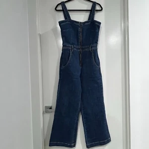 Womens Long Denim "Lola Zip" Overalls / Dungarees / Jumpsuit / Playsuit Size 12 - Picture 1 of 5