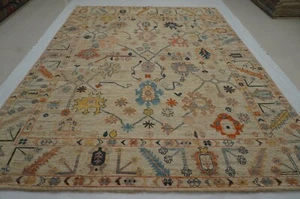 9 x 12 ft Beige Turkish Oushak Hand Knotted Wool Transitional Area Rug - Picture 1 of 16