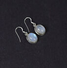 925 Solid Sterling Silver White Rainbow Moonstone Hook Earring T903