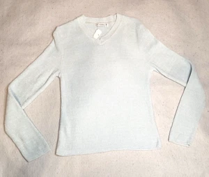 VTG Erik Stewart Womens Sweater Sz S Pale Aqua V-Neck Long Sleeve USA NWT - Picture 1 of 8