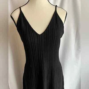 MISA Los Angeles ärmelloses schwarz metallic gestricktes geripptes Kleid klein - Bild 1 von 5