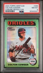 2024 Topps Heritage cromo Colton Cowser RC #388 REFRACTOR/575 - PSA 8 - Imagen 1 de 2