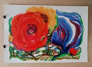 Ronald Julius Christensen Vintage 80er Jahre Himmel Blumen Lithographie 118/295 Niedriger Preis - Bild 1 von 4