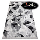 Modern Designer Cheap Rug 'Tuls' Structural Fringe Geometric Grey Best Carpet