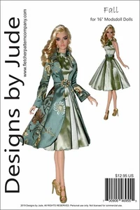 Vestido y abrigo de otoño muñeca ropa patrón de costura para muñecas modsdoll de 16 - Imagen 1 de 7