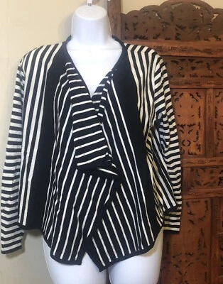 Alfani женщин миниатюрный открытый кардиган драпированный свитер полоски черный белый средний - Изображение 1 из 4