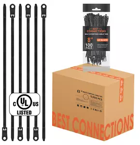 5,000 Pieces 8" UV Black Nylon Cable Zip Ties Strong with Screw Down Hole - Picture 1 of 8