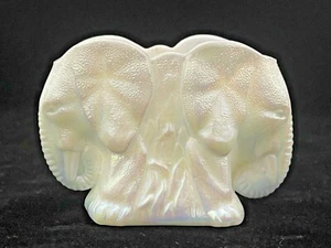 Jarrón jardinera doble cabeza de elefante iridiscente de vidrio con leche - Imagen 1 de 7