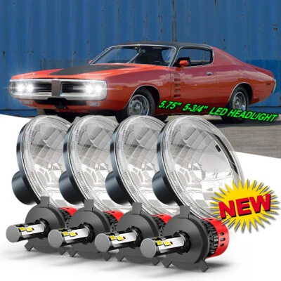 4PCS 5.75inch LED Headlights HI/LO Beam for Dodge Royal Monaco Charger 1972-1977 - Изображение 1 из 4