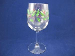 Holiday with Holly & Berries WINE GLASS Christmas - Picture 1 of 6