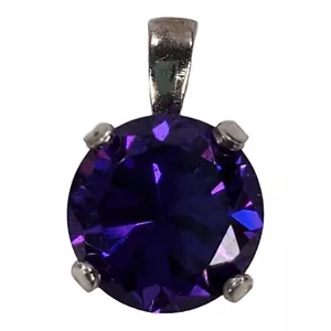 Sterling Silver 925 Purple Stone Petite Pendant - Vintage - Picture 1 of 7