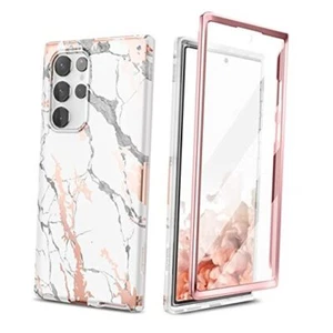 for Samsung Galaxy S22 Ultra Case, Built-in Screen Protector for White Marble - Picture 1 of 8