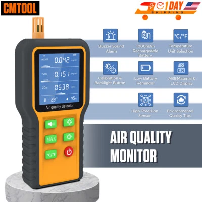 CMTOOL Handheld CO2 Meter Air Quality Monitor Indoor Home Air Quality Tester Analyzer