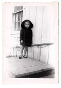 Vintage snapshot image cute girl bangs in jacket with big hood hoodie - Picture 1 of 2