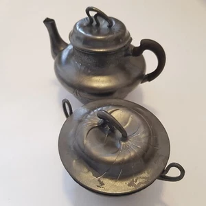 Orivit Antique Pewter Art Nouveau milk jug + sugar pot Jugendstil c1900 Germany - Picture 1 of 24