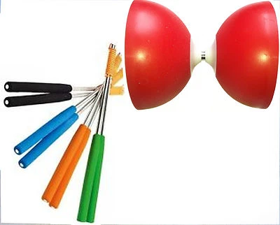 DIABOLONET-KREISZ Henrys Jazz Diabolo Rot mit Tuning Kit von Diabolonet + Henys Alustäbe 325 ws