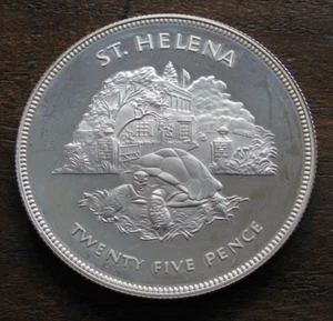 Zaldi2010 - St. Helena, 25 Pence from 1977. Silver - Picture 1 of 2