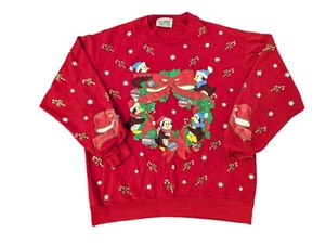 Women's Vintage Rainberry Bay Red Puffy Penguin Glow In Dark Sweatshirt Sz XL - Picture 1 of 10