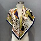 Pure Twill Silk ~18 Momme~ Double Face Scarf Stole Saddle Print Square Shawl 35"