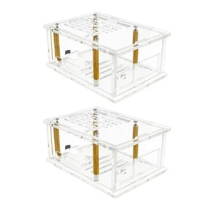 Clear Acrylic Case For RPi 5 Mainboard Protector Support Active Cooling - Afbeelding 1 van 10