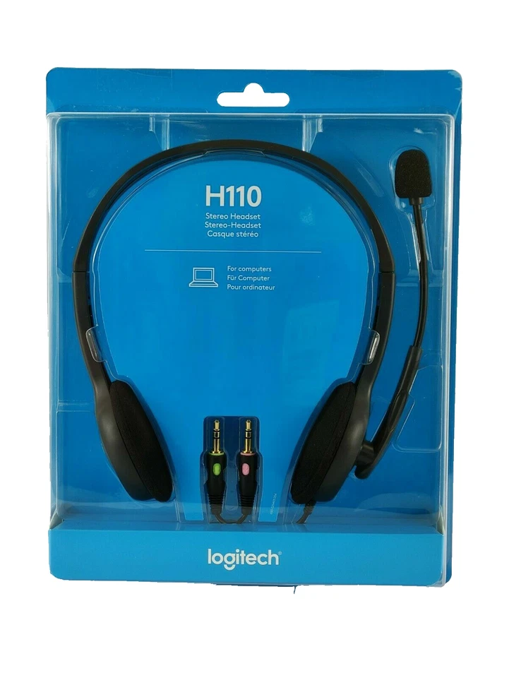 Logitech Wired Headset H110 Stereo Headphones with Noise-Cancelling Microphone - Image 1 of 1