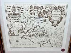 Impresión enmarcada del mapa de Virginia y Maryland John Speed reproducción del mapa de 1676 - Imagen 1 de 15