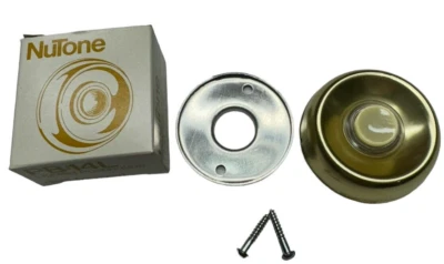 Vintage NuTone PB-14L Pushbutton Lighted Door Bell - Gold Anodized - Image 1 of 4