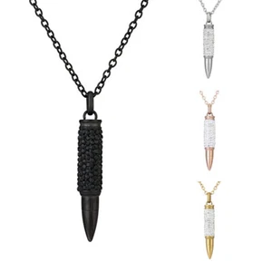 Bullet Necklace Bully Diamond Pendant Hip-Hop Style Men's Tide Pendant - Picture 1 of 13