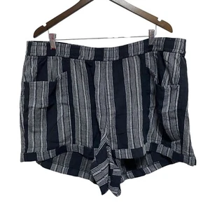 Old Navy Shorts Womens 2X Black Stripe Elastic Waist Pull On Pockets Drawstring - Picture 1 of 9