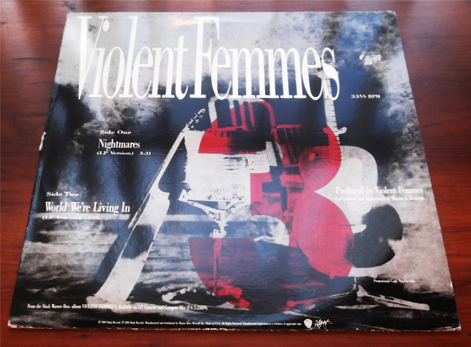 Violent Femmes   Nightmares  1989  Slash 3411  Clear Vinyl  Promo 12" Single  NM - Image 1 of 1