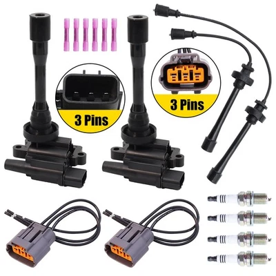 UF295 2X Ignition Coils + Spark Plug W/Wire & Connector For Mitsubishi Eclipse - Image 1 of 4