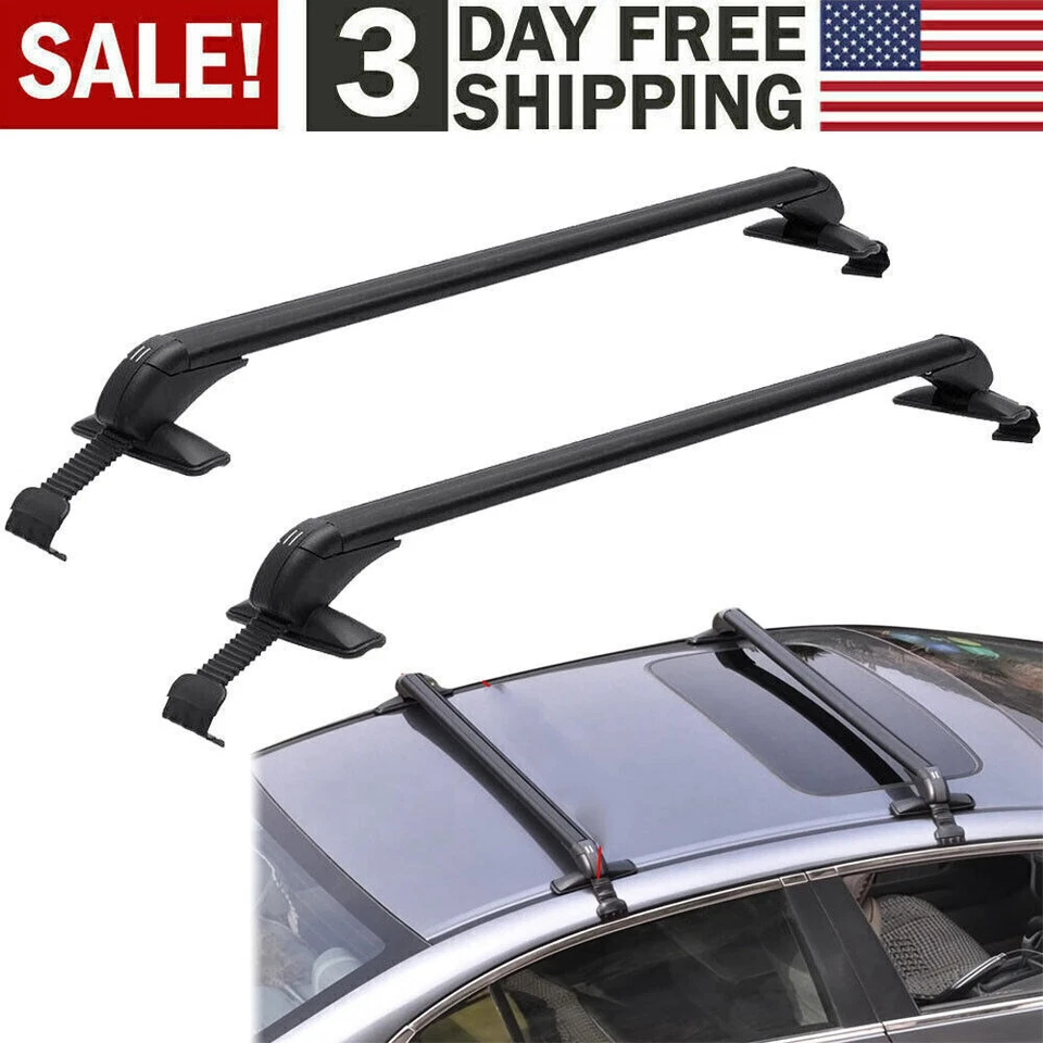 Portaequipajes universal de aluminio con barra transversal de techo para auto de 39" con Iccl Foto 1 de 4