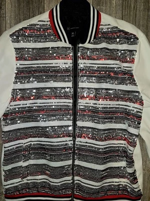 Jaqueta de lantejoulas masculina COOL INC G ou XL casaco vermelho festa de Natal fantasia de Natal - Imagem 1 de 4