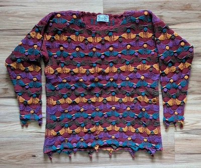Suéter Tejido 3D Punto Referencia Vintage Mujer Talla M Colorido Retro Bohemio Foto 1 de 4